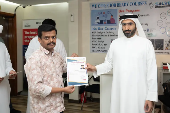 Learner receiving a course certificate at Solve Tech
