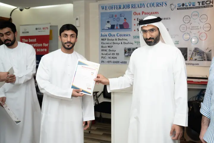 Certificate presentation at Solve Tech
