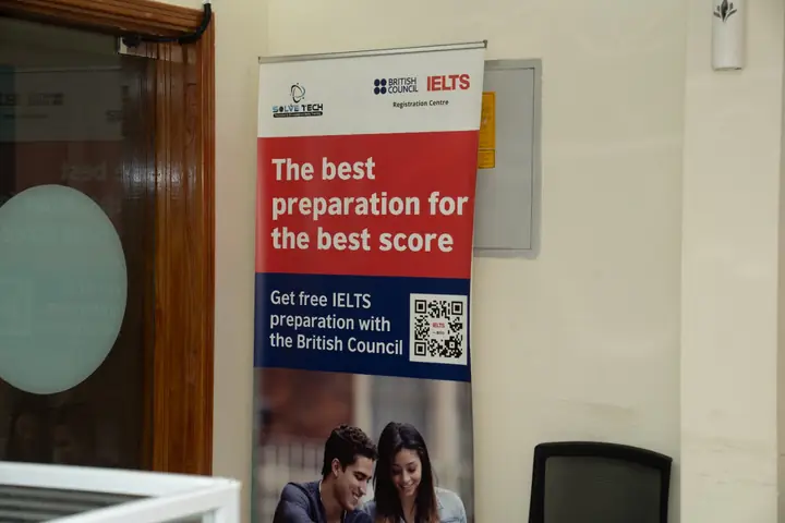 IELTS preparation banner at the centre