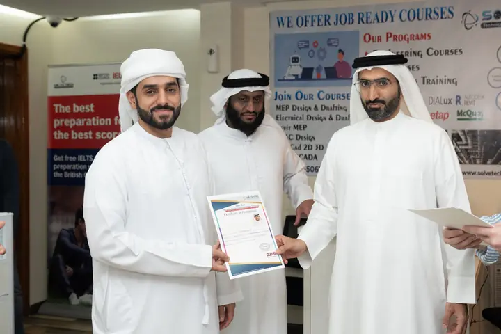 Certificate presentation at Solve Tech
